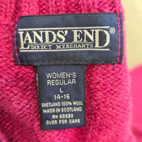 Lands End NWOT Womens Regular Shetland Wool Sweater L 14-16 Made In Scotland - Picture 3 of 6